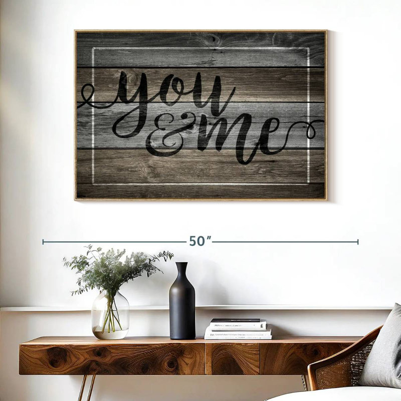 Plaque murale "You And Me", Cadre flottant en bois naturel, 40 po x 27 po