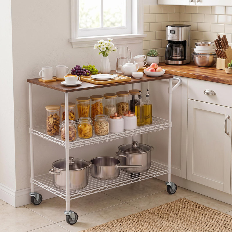 Metal Bar Cart, White
