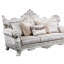 Classic 3 en finition champagne et argent brossé, bois, revêtement en chenille, coussin de dossier Delightful 3, structure en bois,