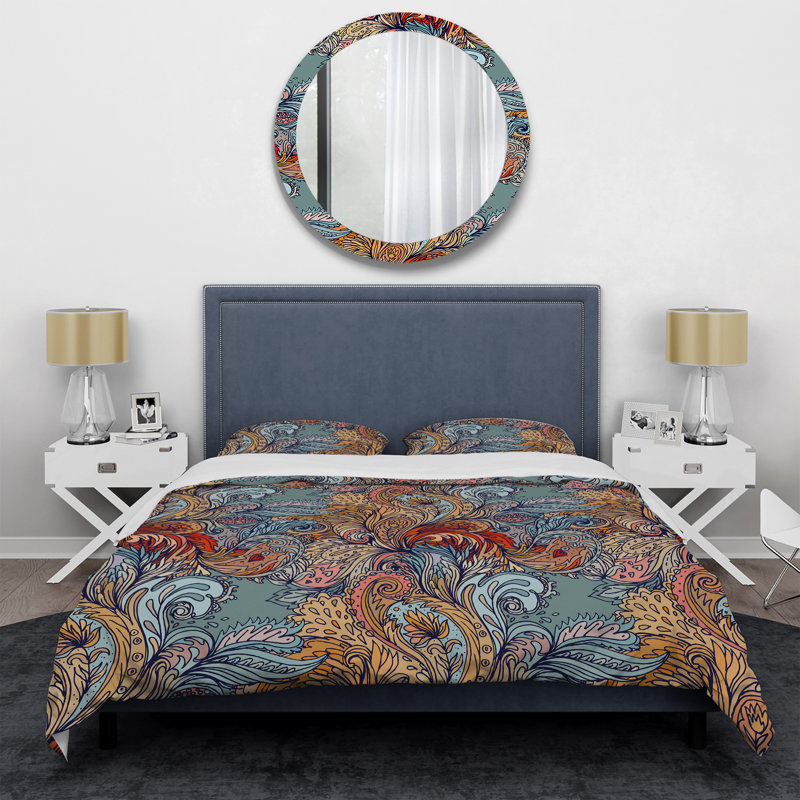 Cachemire floral multicolore - ensemble de housse de couette abstrait - microfibre de polyester