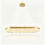 Lustre suspendu rectangulaire à DEL en faux albâtre de 46,8 pouces, doré, moderne et luxueux, réglable, pour salle à manger, îlot de cuisine et salon.