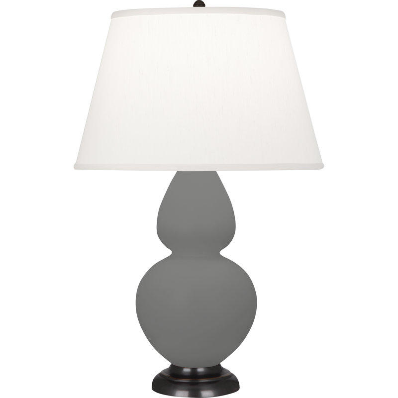 Double Gourd Table Lamp, White , Matte Midnight Blue/Deep Patina Bronze
