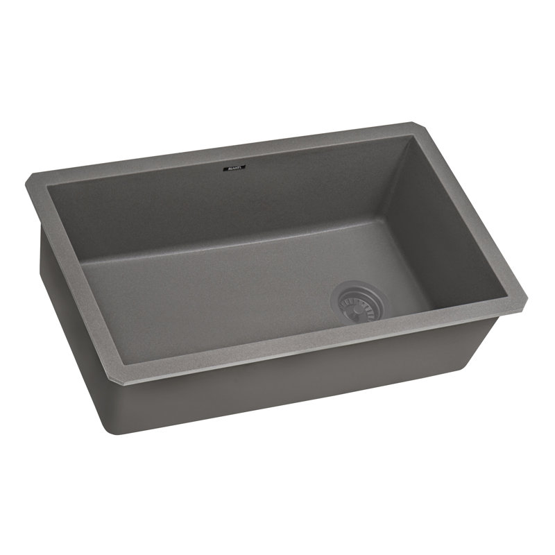 Ruvati 32 x 19 inch epiGranite Undermount Granite Composite Quartz Single Bowl Kitchen Sink - Urban Gray