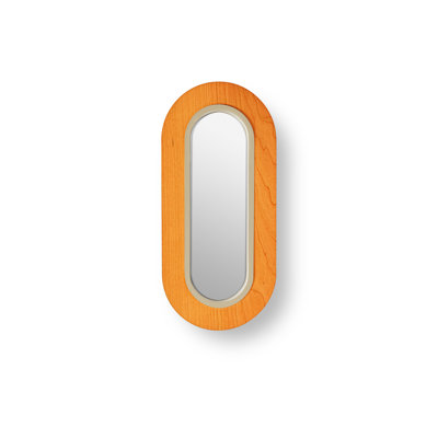 Lens Oval Wall Light - DIM0-10V LED - Matte Ivory - Wood Veneer - Orange Shade