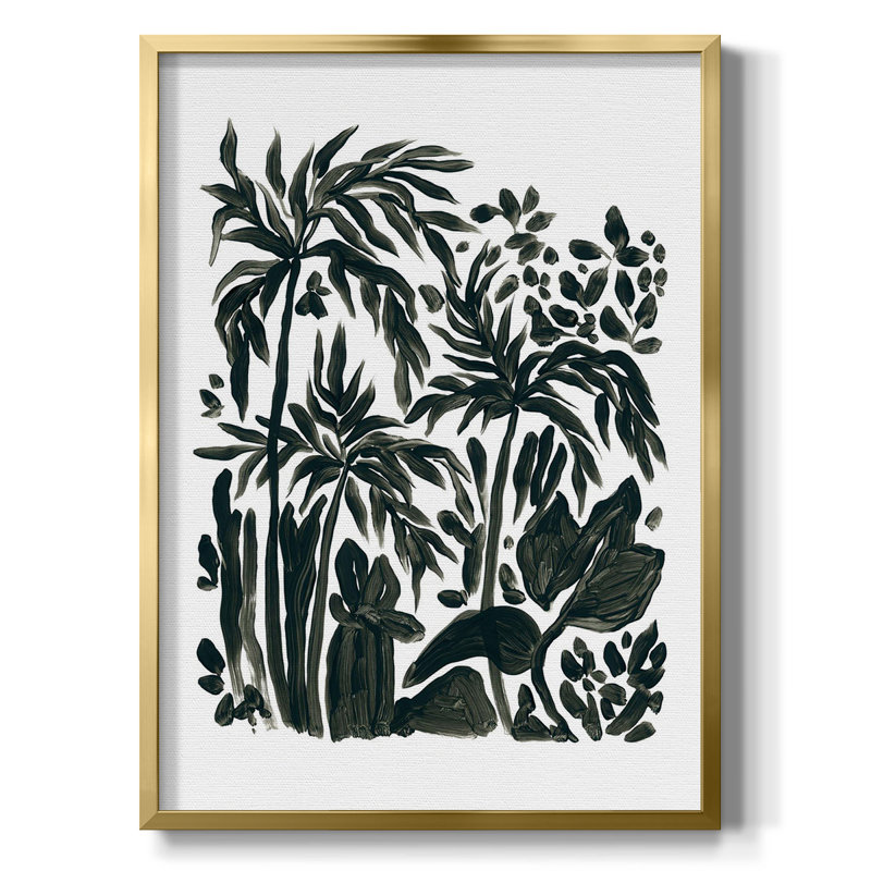 Motif de formes de feuilles II, Pas de tapis, Toile avec cadre doré