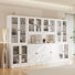 Garde-manger H 71 po x l 94,5 po avec bibliothèques, rehausse de porte en verre avec tiroir et comptoirs spacieux