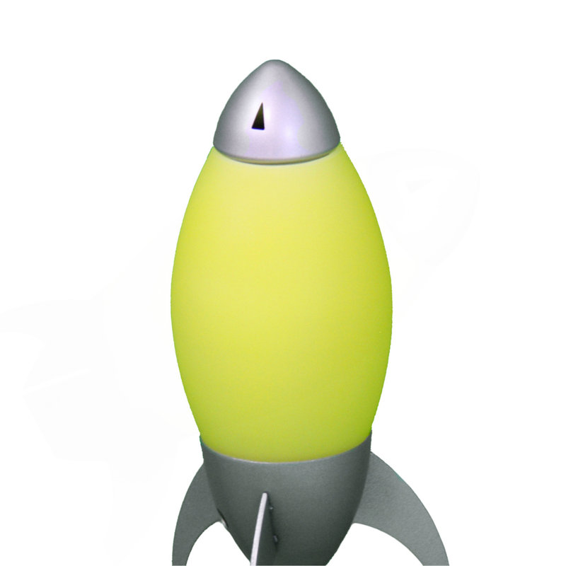 Grande lampe de table 10,5 "en acrylique pour enfants, conception de fusée, Jaune