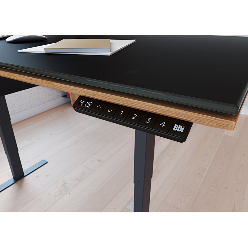 Bureau debout à hauteur ajustable Sequel 20, Noyer naturel, H 24 po x l 66 po x P 30 po