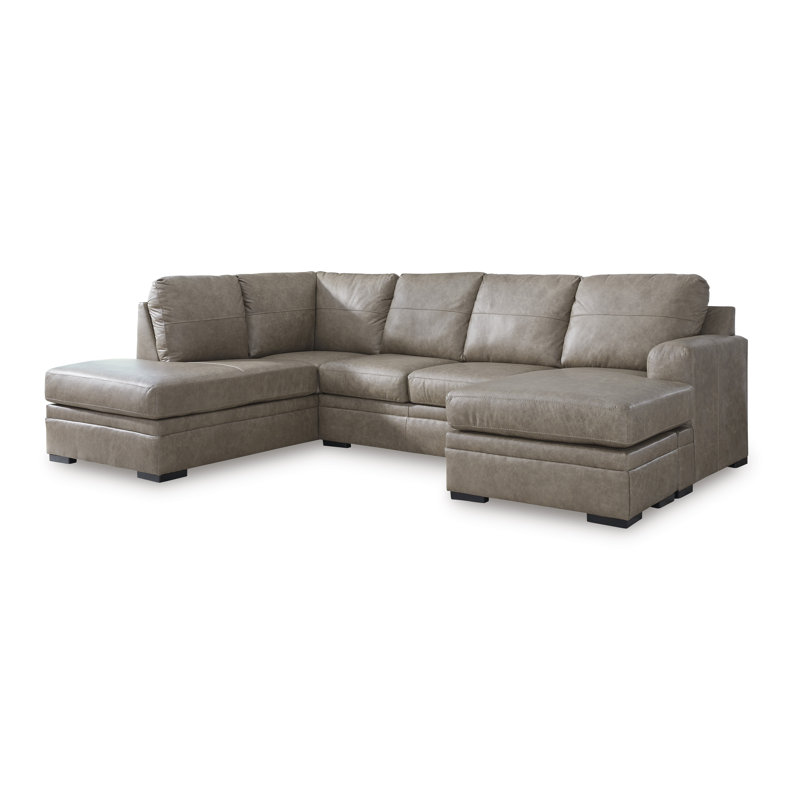 Canapé modulaire 2 pièces avec méridienne Amuleto, Polyester taupe