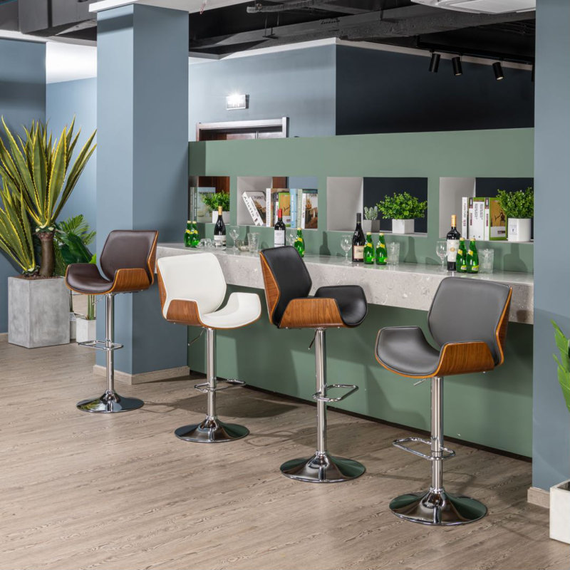 Tabouret de bar réglable en hauteur Dombrowski, Brun