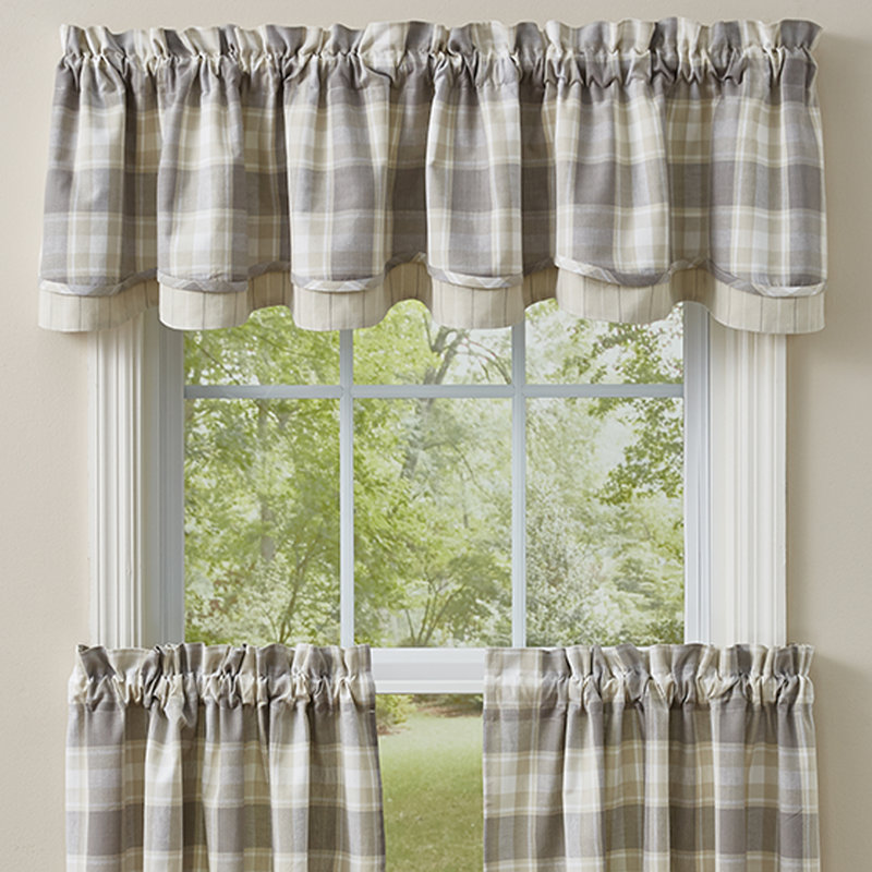 Weathered Oak Lined Layered Valance 16''L