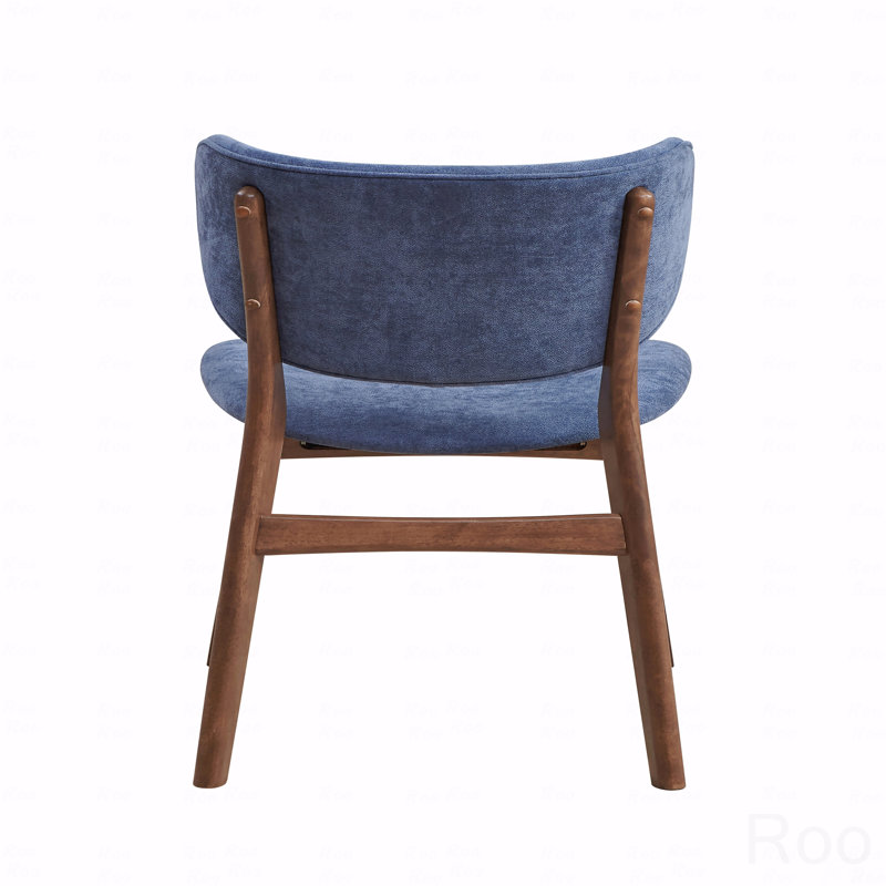 Ensemble de 2 chaises de salle à manger, chaise d'appoint en tissu et finition noyer, Bleu