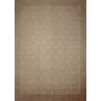 Tapis en laine beige noué la 10 pi x 14 po one-of-kind Romona