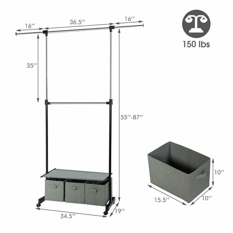 Portant à vêtements ajustable 68,5 po