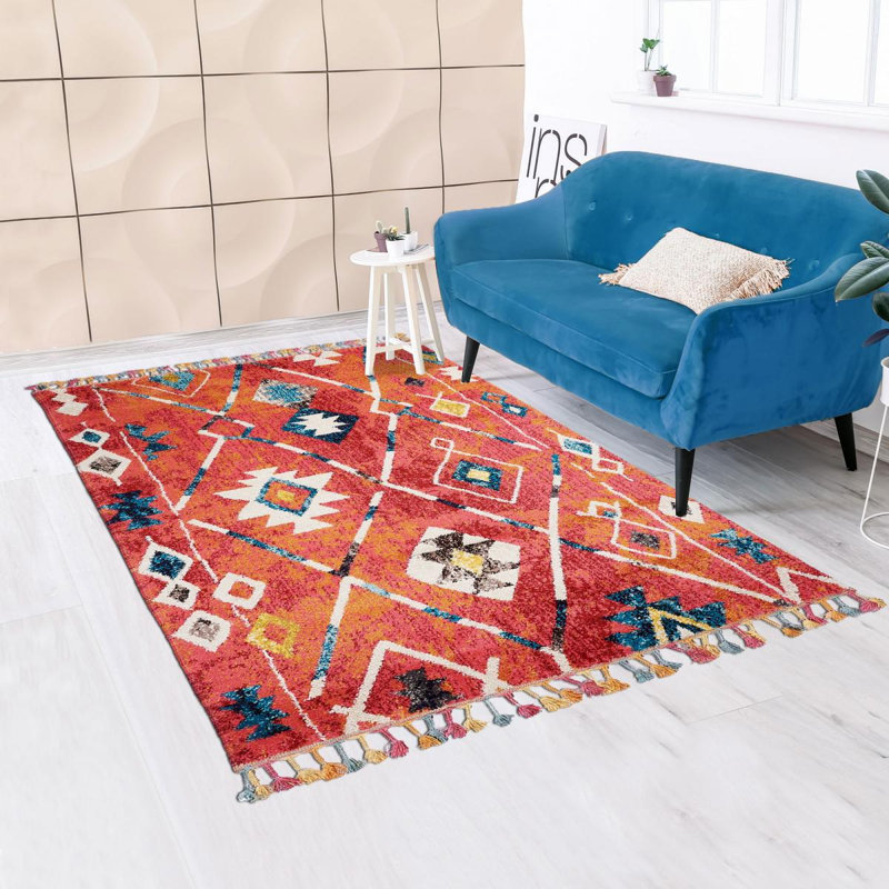 Boutelle Tufted Orange Rug, Rectangle 240 x 340cm