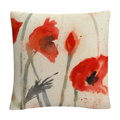 Sheila Golden Poppy Light Decorative 16" Throw Pillow
