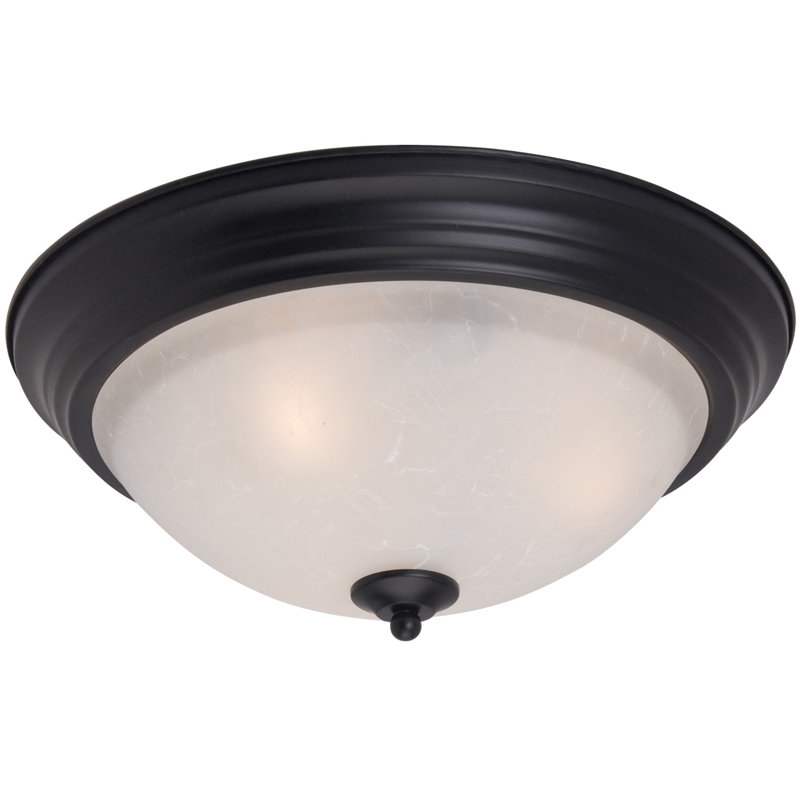 Atterbury Flush Mount, Marble/Oil Rubbed Bronze, 6" H x 14" W