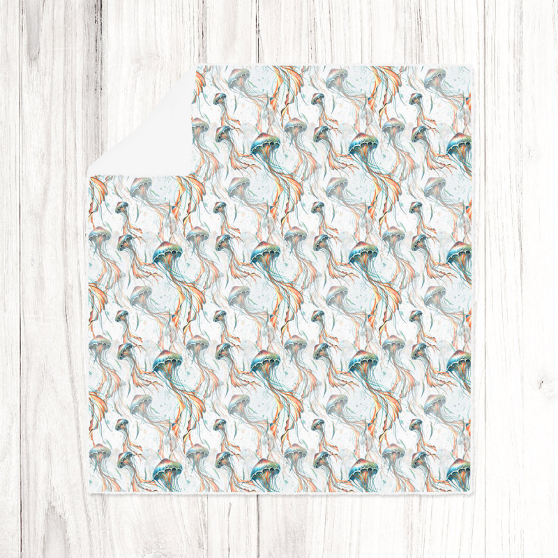 Throw Blanket, 68" W x 80" L, Animal Print/Abstract, Blue/Orange