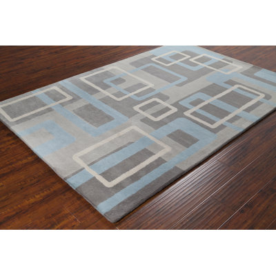 Ailey Authentic Hand-Tufted Handmade Gray, Blue & Cream Geometric Wool Area Rug