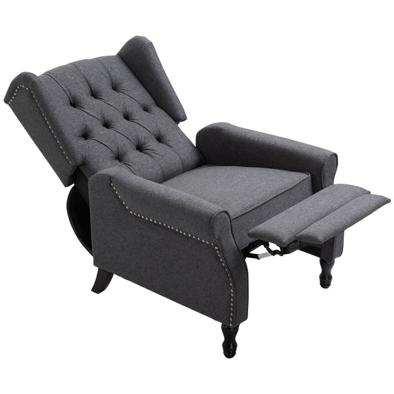Fauteuil inclinable rembourré en tissu, fauteuil d'appoint capitonné, fauteuil en lin avec repose-pieds, accoudoir, coussin rembourré,