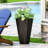 13" Cast Stone Planter In Black For Outdoor - Tapered, Construction, 12.62" X 25.42 Planter, To Fading,-1807984862