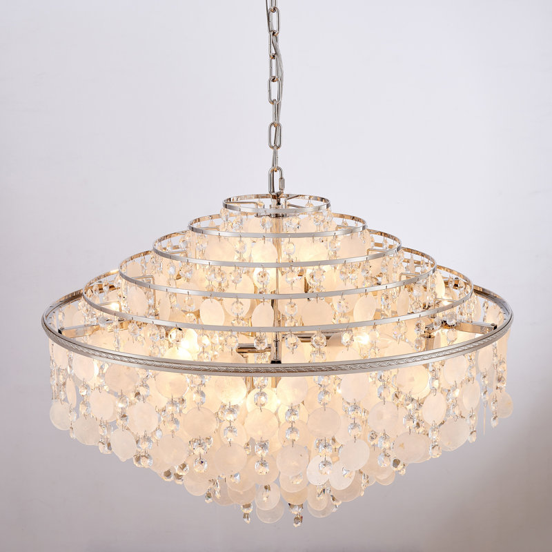 Lustre à 6 niveaux Avara - Nickel poli, 6 niveaux, H 22,25 po x l 32,75 po x P 32,75 po