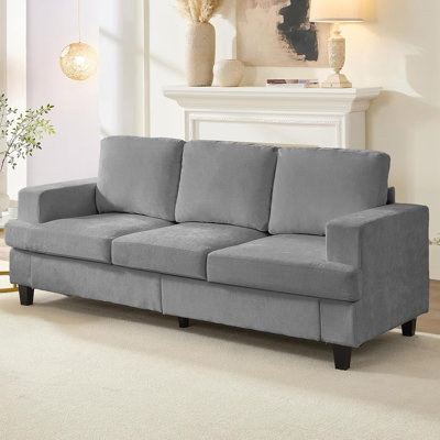 Canapé modulaire en tissu de chenille de 82 po de largeur avec 82 po d'épaisseur, avec support et éponges douces, canapé rembourré confortable avec 3 places pour ensembles de meubles de salon