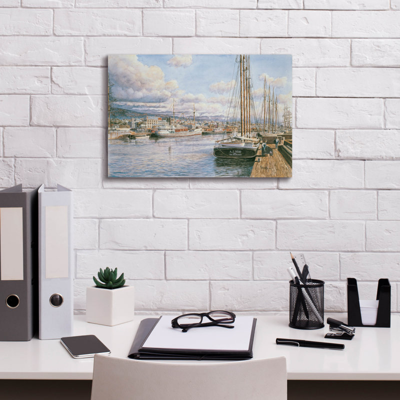 «San Pedro Sunrise, Ca. «1913» par Stanton Manolakas, art mural sur toile, L 18 po x H 12 po