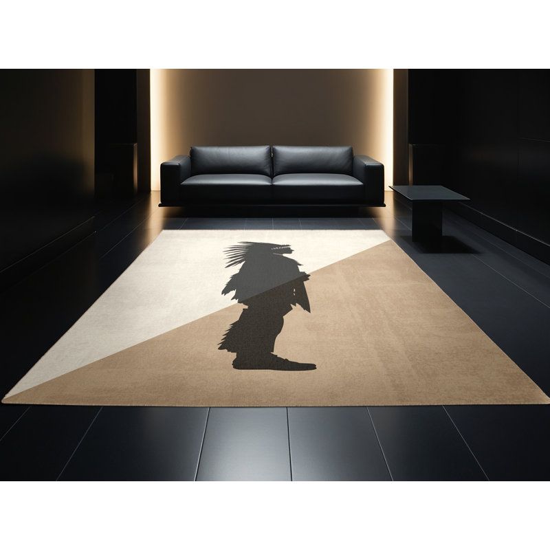 Tapis beige lavable à la machine Orrville Cheyenne Scout, 7 x 9