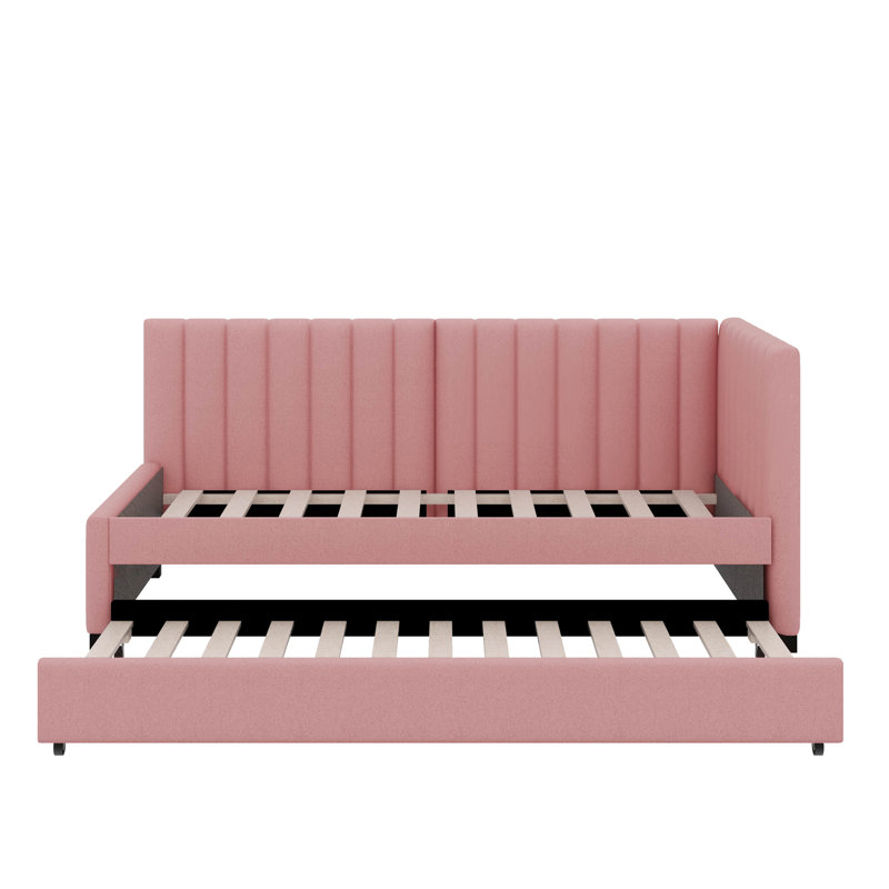 Lit de jour simple rembourré avec couchette, Rose