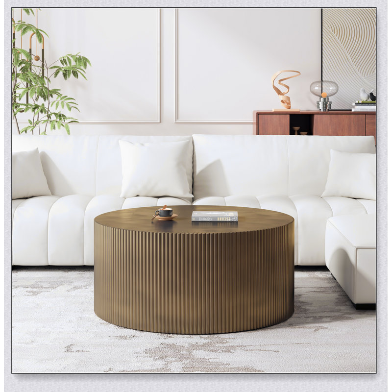 35,83 po, table basse à rayures minimalistes, table basse ronde moderne, table basse ronde