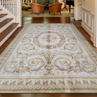 Tapis beige noué à la main de haute qualité