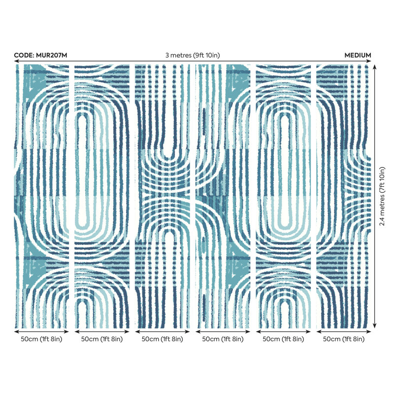Matte Non-Pasted Wall Mural, Blue, 240cm L x 300cm W