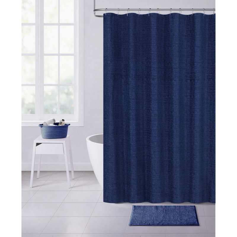 Rideau de douche simple Montaye, Bleu marine