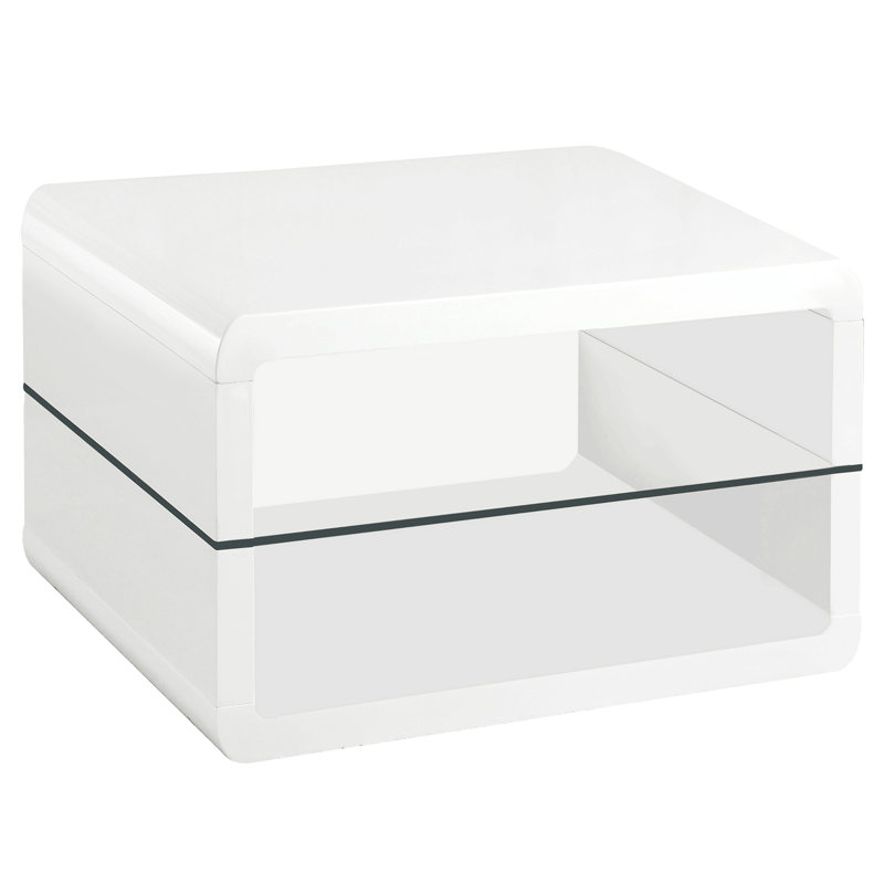 Table de bout rectangulaire blanche à 1 tablette Emerson