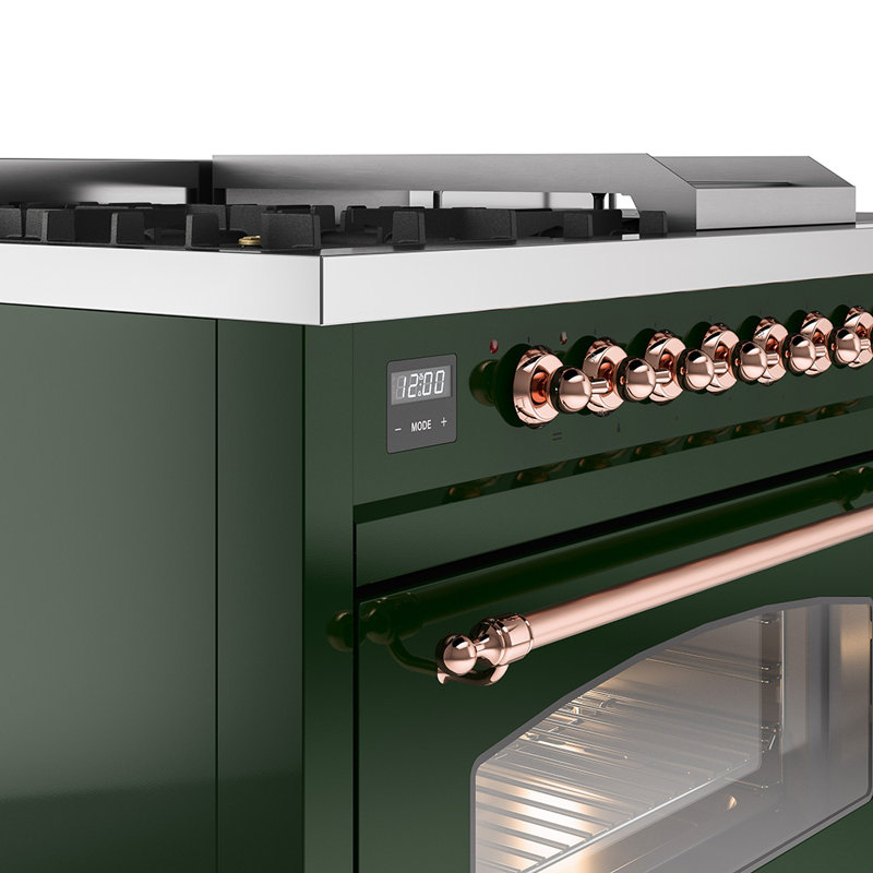ILVE Nostalgie II 48 Dual Fuel Range, Emerald Green/Copper, Natural Gas
