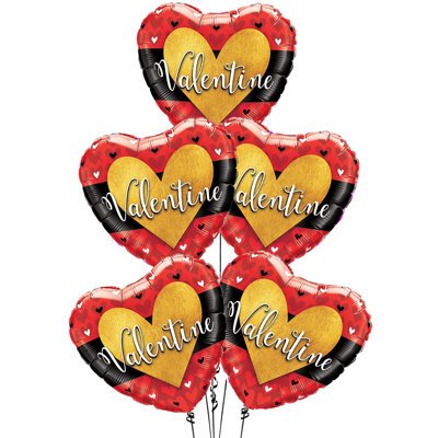 PMU Valentines Day Valentine Burnished Heart Gold 18 Inch Mylar-foil Balloon