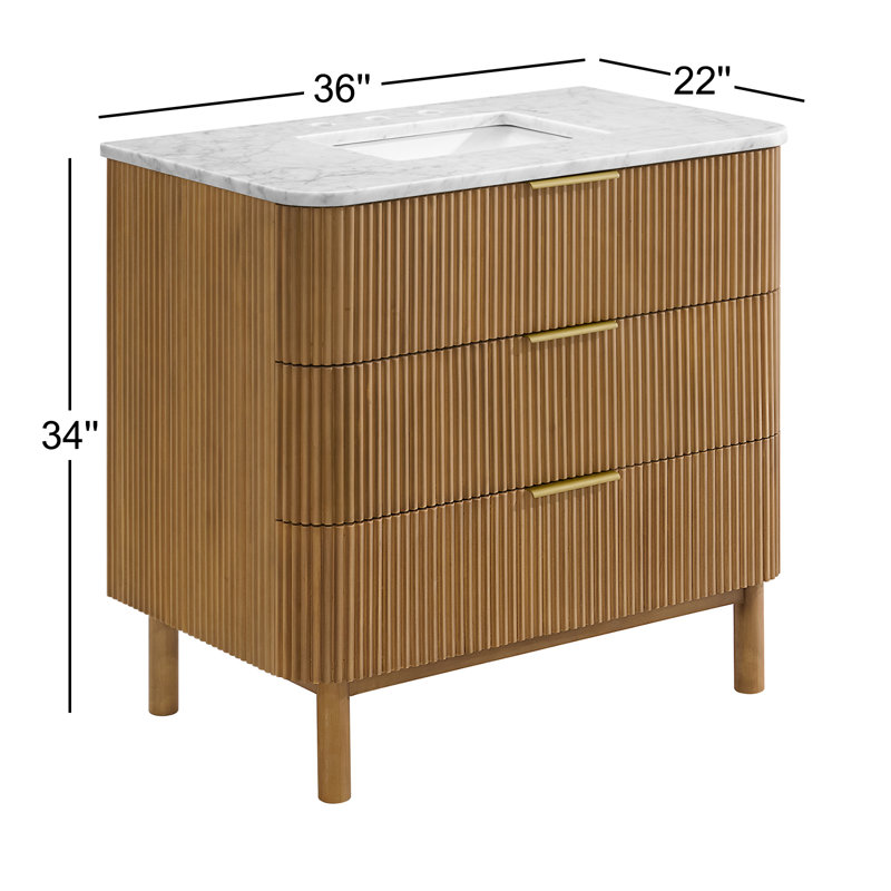 Kensington 36" Bathroom Vanity In Reeded Birch, Reeded Birch
