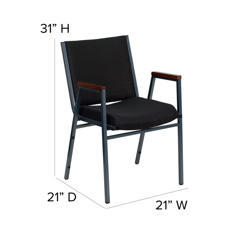 Hercules Series Black Dot Fabric Stacking Reception Chair with Arms