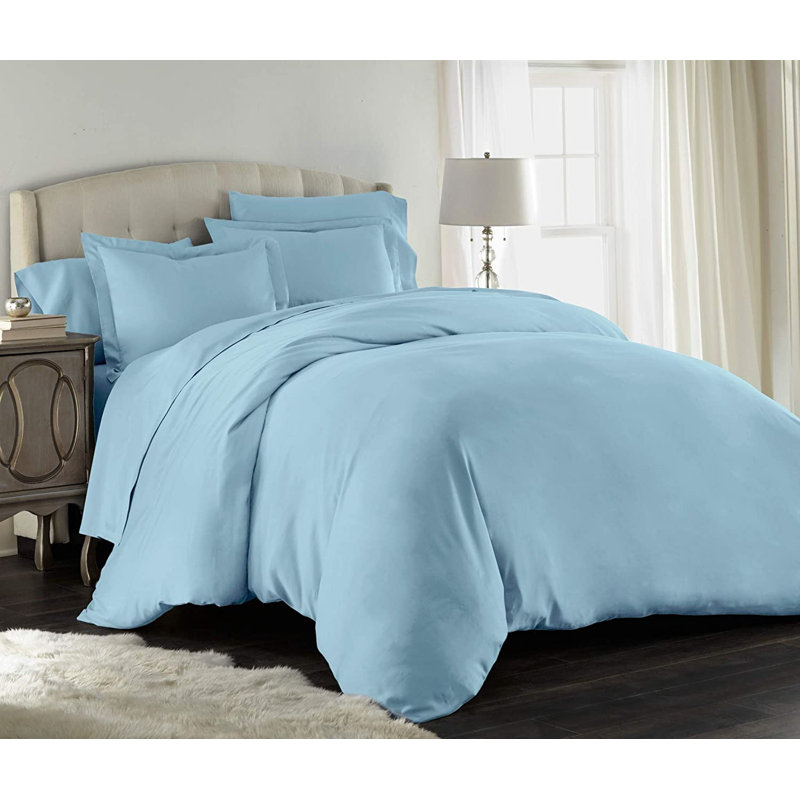 Spa Blue Bamboo Viscose Oversized Queen Duvet Cover Set
