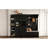 Versatile Black Hall Cabinet For Living Areas, Left And Right Units With Hanging Storage, Round Corner Protection Split Different Rooms, Ample Corners-1295410256