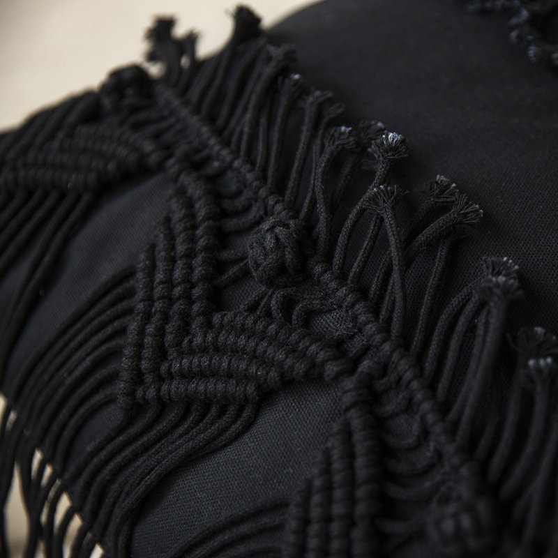 Coussin décoratif en coton, Noir
