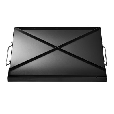 Plaque de cuisson en acier au carbone 61 x 41 cm pour barbecue, revêtement universel, capacité de chauffe de 500 °C, bords hauts, résistante aux éclaboussures de barbecue, bac à graisse.