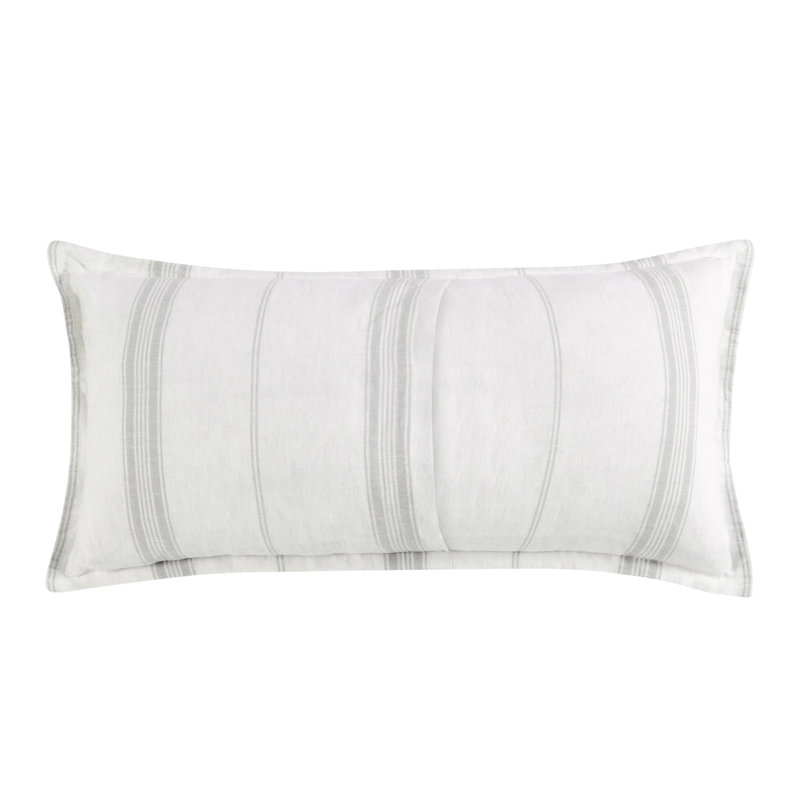 Fleta Stripe Cotton Blend Sham, King, White/Gray Stripe