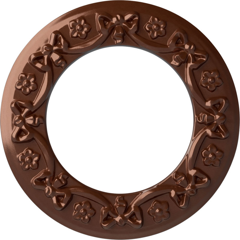 Endurathane Ribbon with Bow Ceiling Medallion, 12 1/4"OD x 7 1/2"ID x 7/8"P (Fits Canopies up to 7 1/2"), Hand-Painted Copper Penny Finish