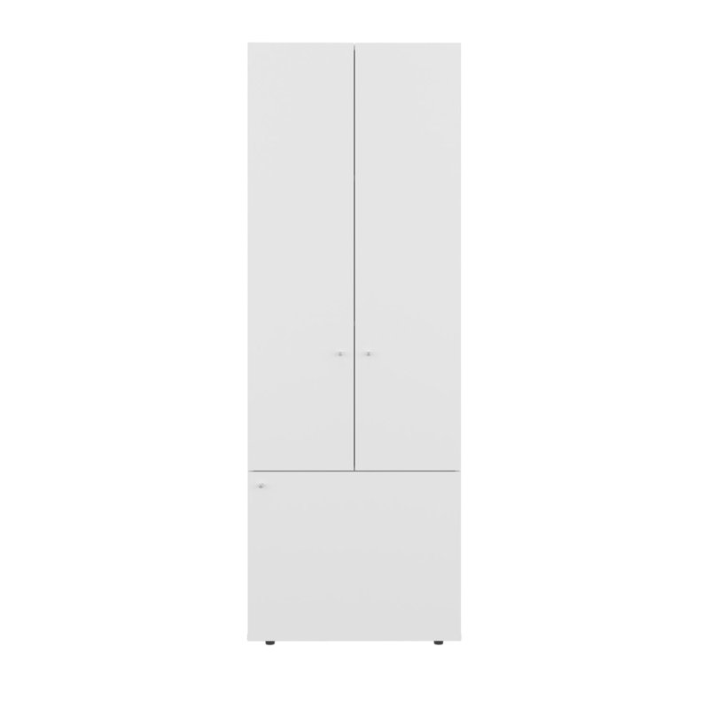 Système de garde-robe à 3 portes avec tringle pour vêtements et tablettes intérieures Home, Blanc