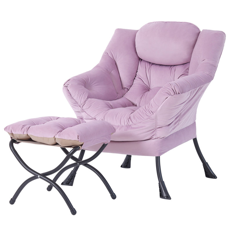 Light Purple Velvet Modern Lounge Chair with Ottoman