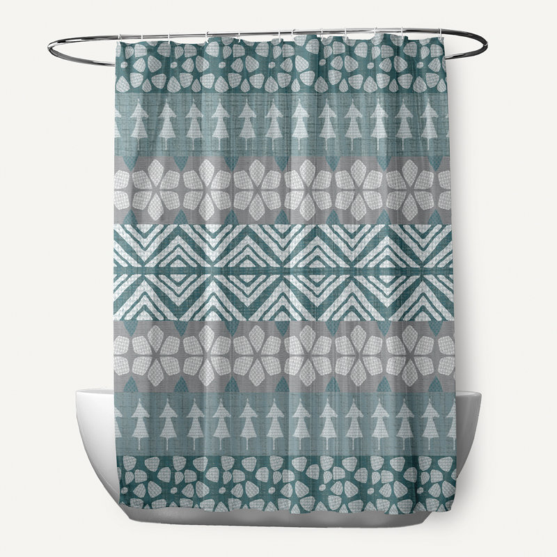Rideau de douche simple Asuna Fair Isle, Bleu sarcelle
