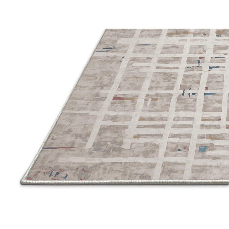 Tapis beige soyeux et moelleux, Rond 3 pi