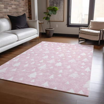 Tapis rose pour arbre de Noël intérieur / extérieur lavable à la machine